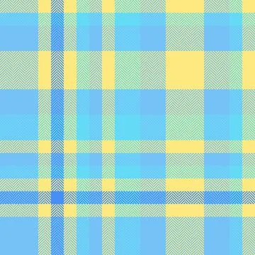 A cheerful plaid pattern with cool blues and sunny yellows creates a modern,  Stock Illustration