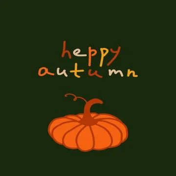 A cheerful pumpkin sits on a dark background with the text celebrating autumn Stock Illustration