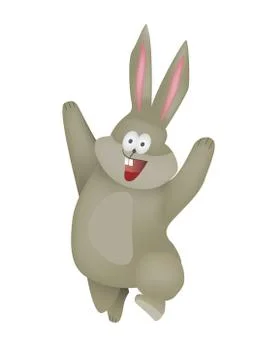 Cheerful rabbit on a white background Illustrazione stock