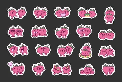 Cheerful raspberry. Sticker Bookmark. Stockillustratie