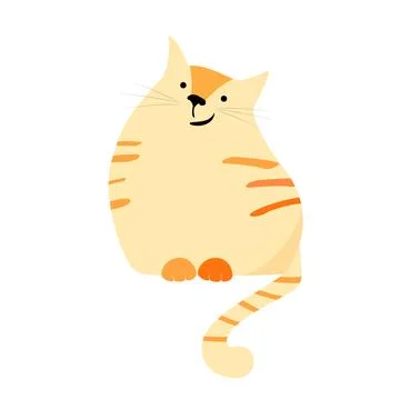 Cheerful red fat cat. Vector illustration. Stock Illustration