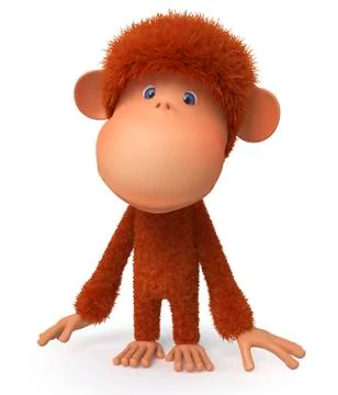 Cheerful, red monkey Stock Illustration