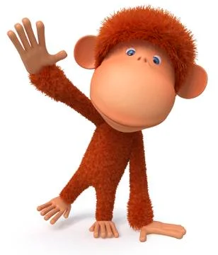 Cheerful, red monkey Stock Illustration