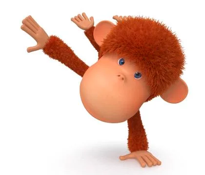Cheerful, red monkey Stock Illustration