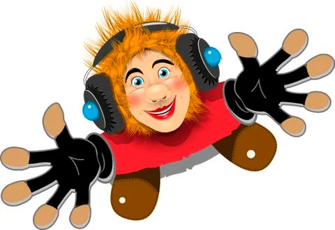 Cheerful Redhaired DJ Stock Illustration