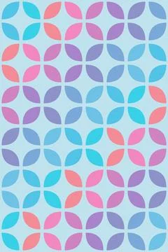 A cheerful repeating arrangement of rounded leaf-like shapes in soft blue, .. Stock Illustration