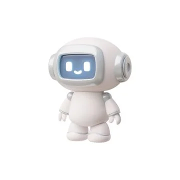Cheerful robot with artificial intelligence, cartoon 3D style on isolated Stockillustratie