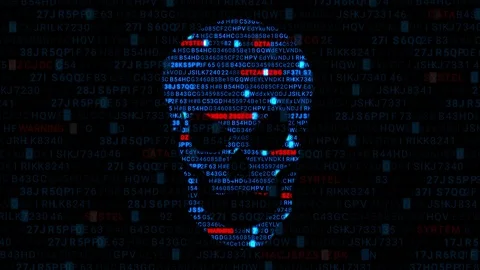Cheerful roger. Hacking the system. Attack of hackers. Code Animation. Blue. Stock Footage 88831054