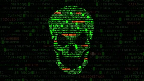 Cheerful roger. Hacking the system. Attack of hackers. Code Animation. Green. Stock Footage 88831138