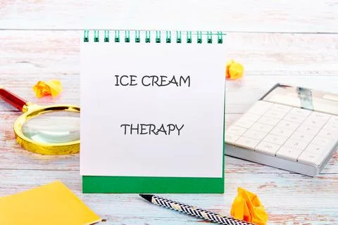A cheerful scene capturing the concept of ice cream therapy with a spiral n.. Stock Photos