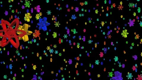 Cheerful scientific experiment.scientific background. neutrons in an atom Stock Footage 85327173