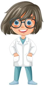 Cheerful Scientist in Lab Coat Stock Illustration