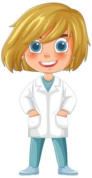 Cheerful Scientist in Lab Coat Stock Illustration