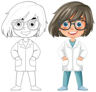 Cheerful Scientist in Lab Coat イラスト素材