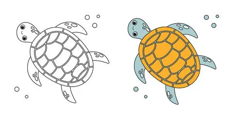Cheerful sea turtle underwater. Stock Illustration