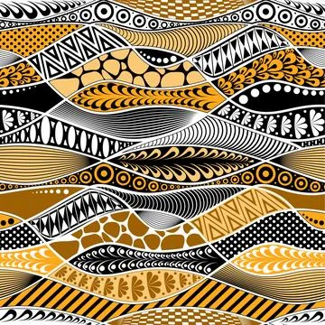 Cheerful Seamless Patchy Waves Contrast Pattern 스톡 일러스트