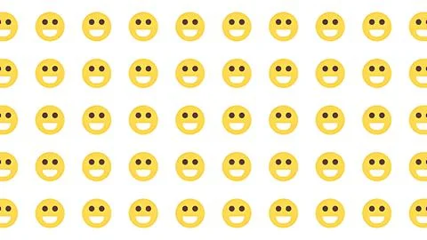 Cheerful Seamless Pattern of Yellow Smiling Face Icons on White Background Stock Illustration