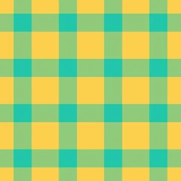 Cheerful seamless plaid pattern. Playful yellow and teal tones evoke summer p Stock Illustration
