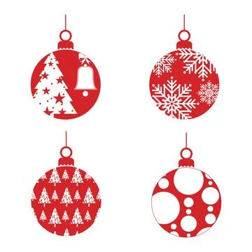 A cheerful set of red baubles representing Christmas spirit with diverse sh.. Stock Illustration