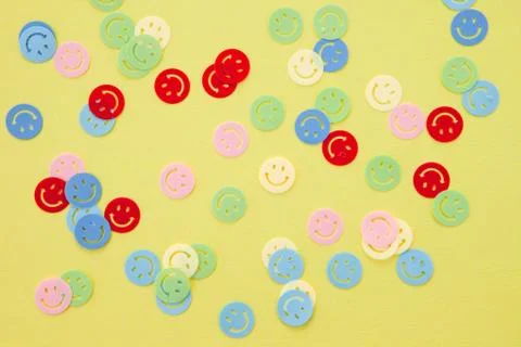Cheerful smiley confetti Stock Photos