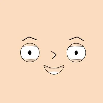 Cheerful, smiling face with expressive emotions - Vector Stock Illustration