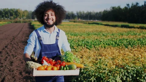 Cheerful Smiling Farmer Worker or Agribusiness Owner Wear Working Overalls Stock Footage 148802956