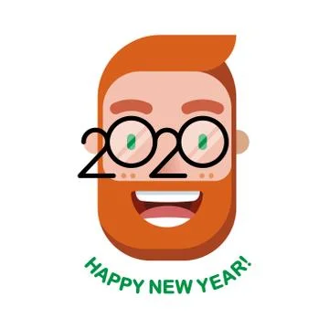 Cheerful smiling red-haired bearded man with glasses - a symbol of the upcomi Stock Illustration