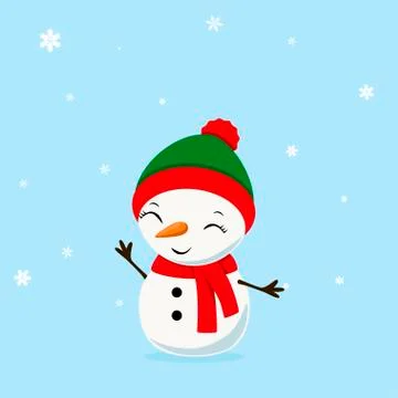 Cheerful snowman in a hat Stock Illustration