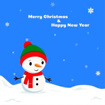 Cheerful snowman in a hat Stock Illustration