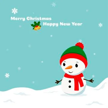 Cheerful snowman in a hat Stock Illustration
