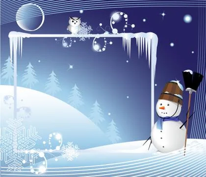 Cheerful snowman Stock Illustration