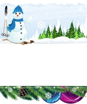 Cheerful snowman Stock Illustration