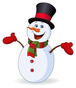Cheerful snowman Stock Illustration