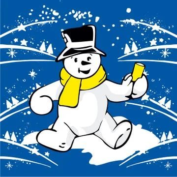 Cheerful snowman vector Stock Illustration