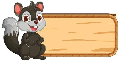 Cheerful Squirrel with Blank Sign 스톡 일러스트