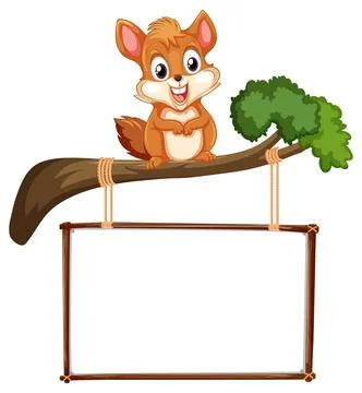 Cheerful Squirrel on a Tree Branch Illustrazione stock