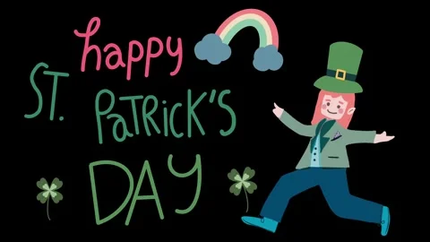 Cheerful St. Patrick’s Day animation with cartoon characters Stock Footage 311364113