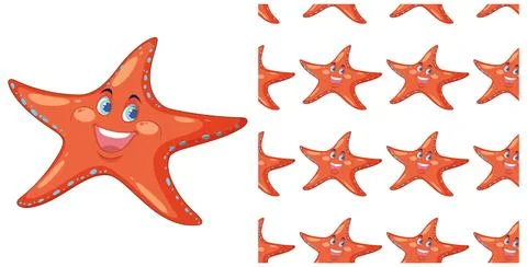 Cheerful Starfish Seamless Pattern Design 스톡 일러스트
