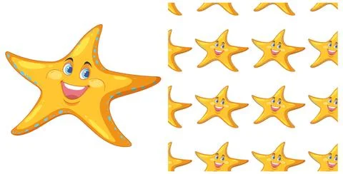 Cheerful Starfish Seamless Pattern Design 스톡 일러스트