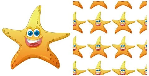 Cheerful Starfish Vector Pattern Stock Illustration