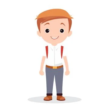A cheerful student with a backpack stands confidently in this vector Stock Illustration
