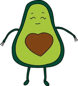 Cheerful summer avocado on a white background Stock Illustration