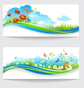 Cheerful summer banners Stock Illustration