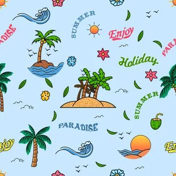 Cheerful Summer Holiday Seamless Pattern Stock Illustration