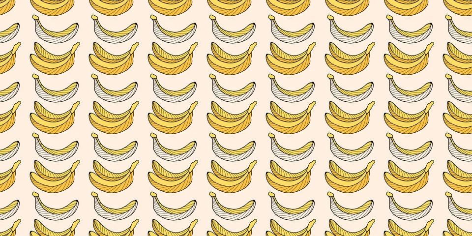 Cheerful summer vector seamless pattern with yellow bananas Stock Illustration