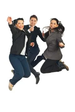 Cheerful teamwork jumping Stock Photos