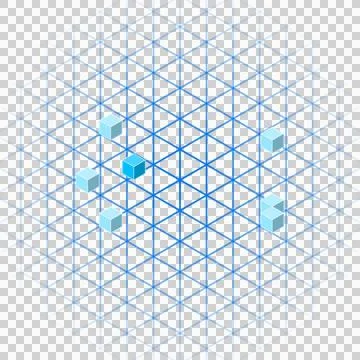 Cheerful technical triangular grid with cubes Stock Photos