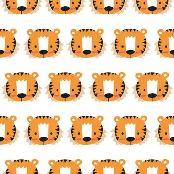 Cheerful tiger pattern on white background Stock Illustration