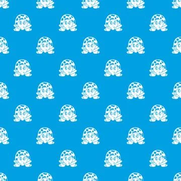Cheerful turtle pattern vector seamless blue Stock Illustration