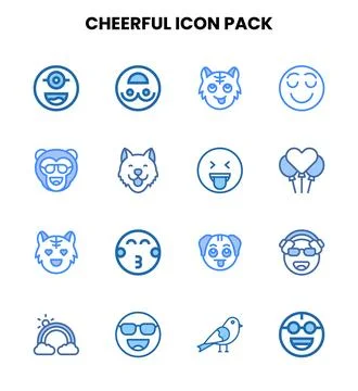 Cheerful Two Colour Graphics Icons Pack 스톡 일러스트